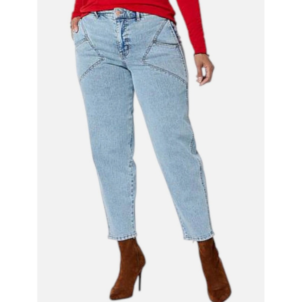 G by Giuliana High Rise Tapered Ankle Jeans Women's 22W Light‎ Acid Wash NWT